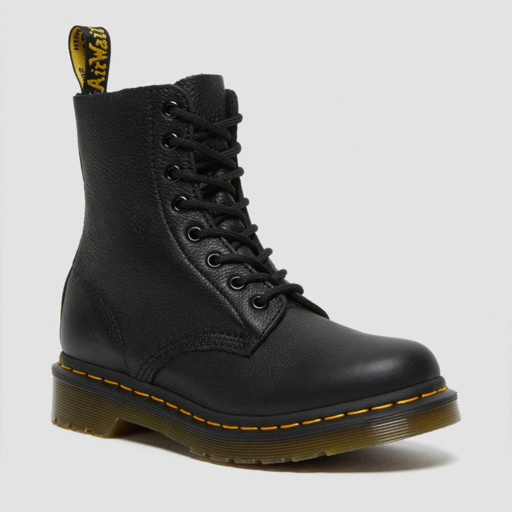 Dr. Martens Black Leather Boot 1460 Pascal Virginia Leather Lace Up Combat Boots